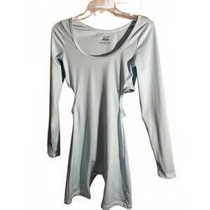 Frankies Bikinis Active Long Sleeve Bodysuit - Light Blue Medium